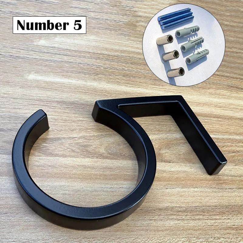 125mm Black House Numbers Letters Outdoor Address Sign Plate For Yard Floating Metal Door Number Doorplates Modern Mailbox Signs
