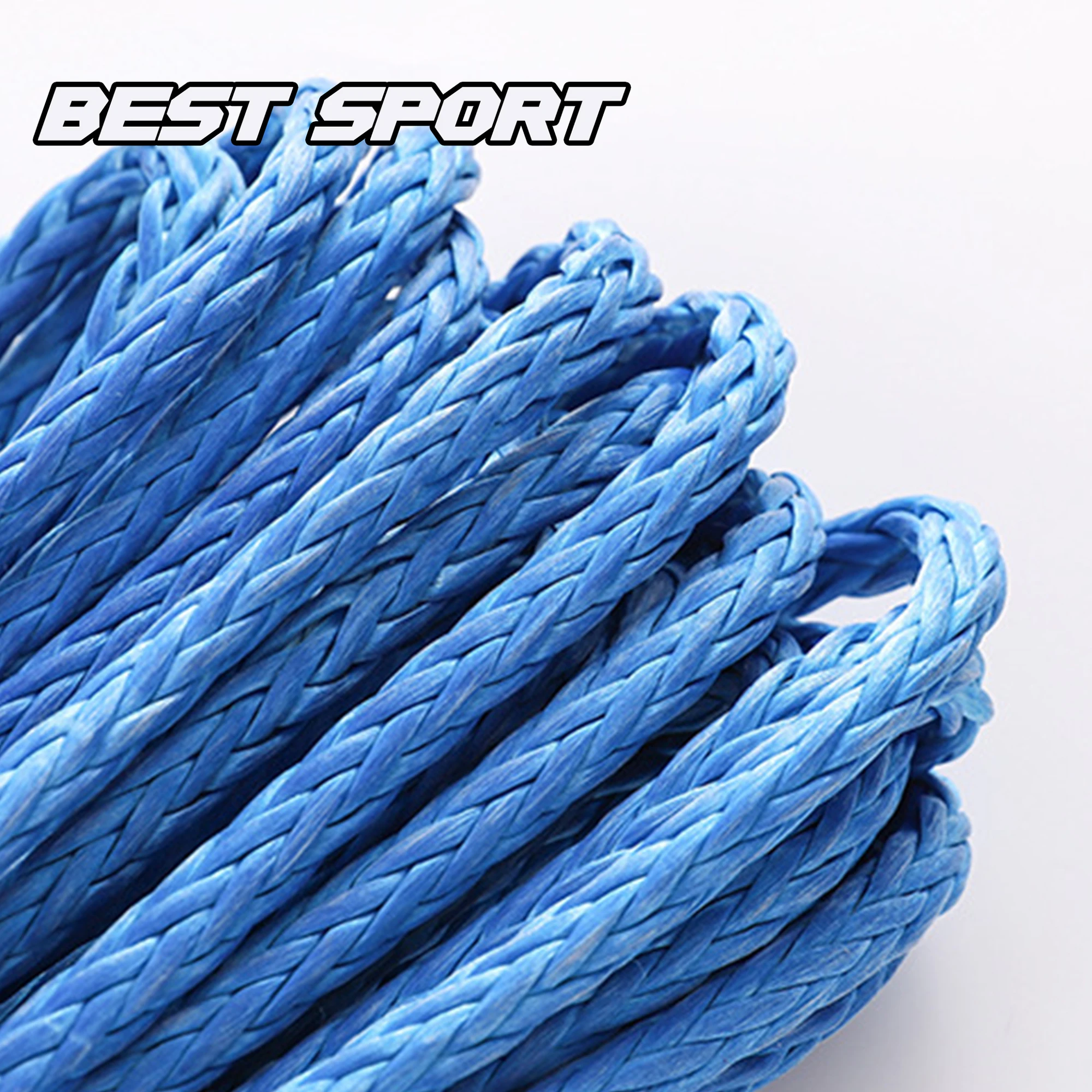 Best Sport 6mm x 15m 7700LBs Synthetic Winch Line Cable Rope with Black Protecing Sleeve for ATV UTV (blue)