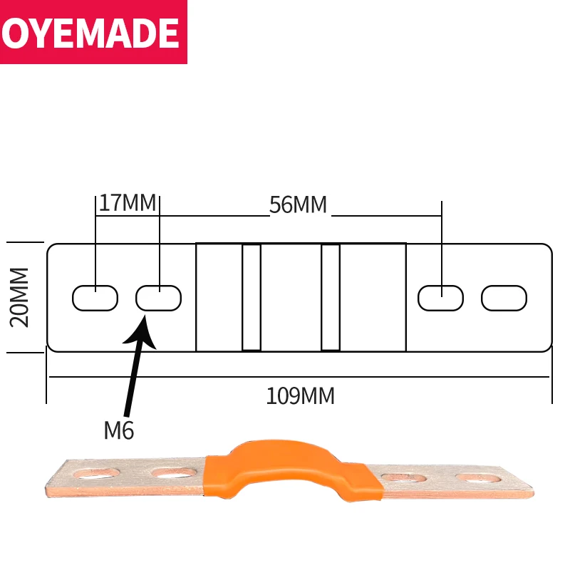 4 Holes Busbar Double-hole Bus Bar M6 Battery Connector 200A 300A Flexible Copper Loose Busbar Nickel Plated Braided Strap Band