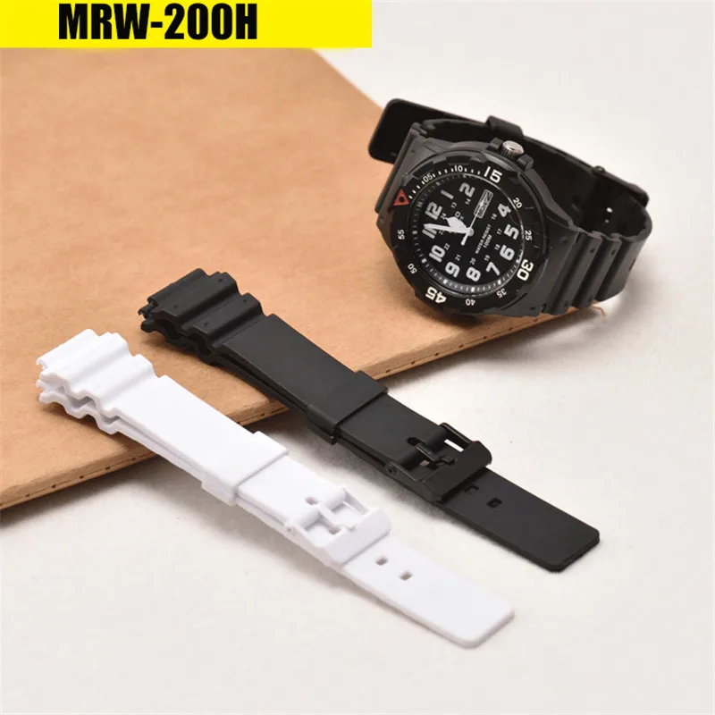 Resin Strap For Casio MRW-200H 18MM Watch Band Mens Sports Waterproof Black White Replacement Watch Accessories