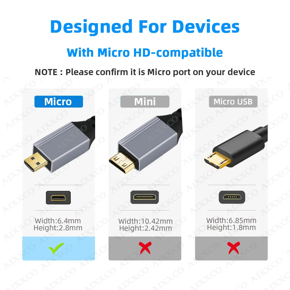 1m 2m 3m 5m Braid HD 4K@60HZ Micro HDMI-Compatible TO HDMI-Compatible Extension Male to Male Cable