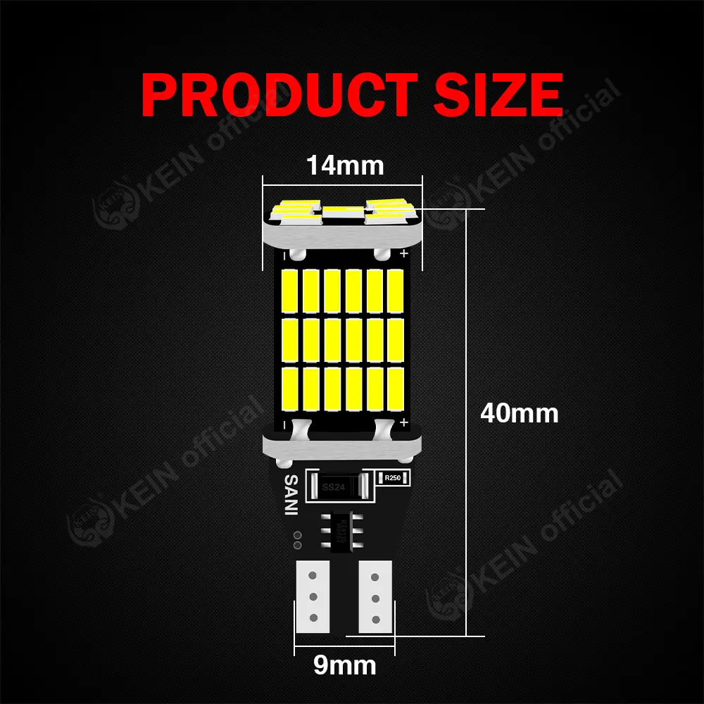 KEIN 2PCS T15 W16W P21W 1156 1157 Led Bulb BA15S BAY15D T20 7440 7443 W21W 45SMD Car Light Turn Signal Tail Reverse Brake Lamp