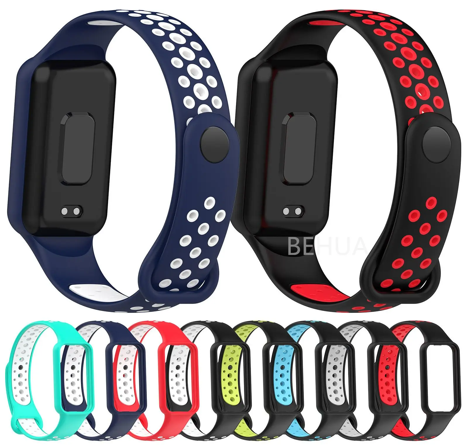 Fashion Silicone WatchStrap For Huami Amazfit Band 7 SmartWatch Band Bracelet Wristband For Amazfit band7 Strap Buckle +film