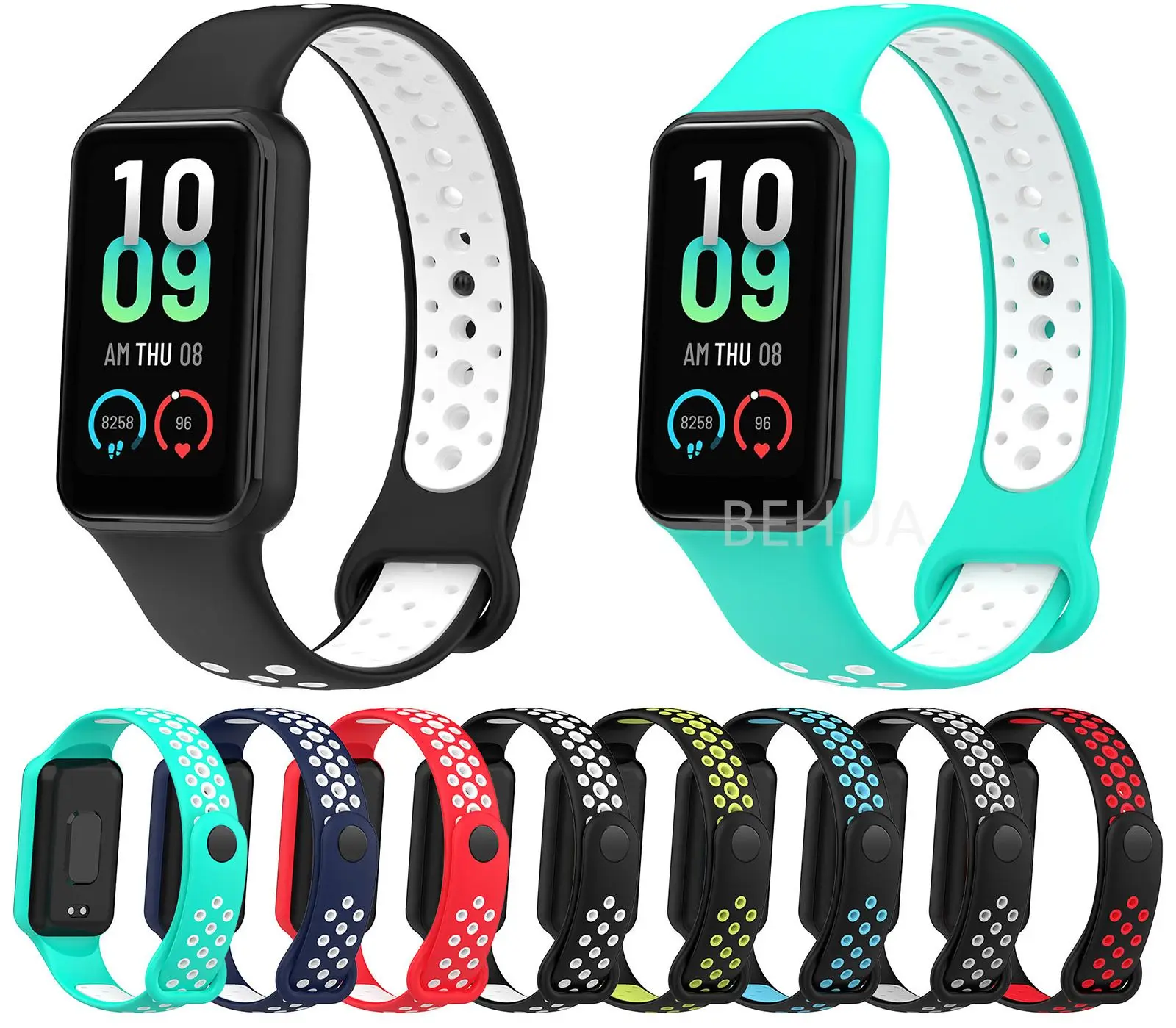 Fashion Silicone WatchStrap For Huami Amazfit Band 7 SmartWatch Band Bracelet Wristband For Amazfit band7 Strap Buckle +film