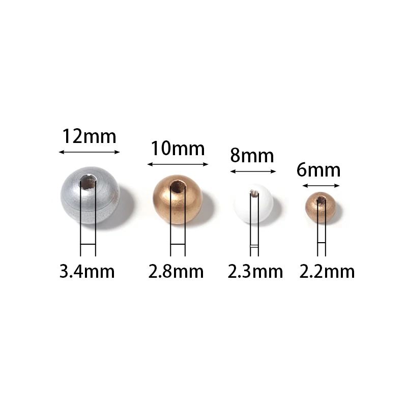50-200pcs Natural Wood Ball Beads Gold White Color 6-12mm Round Loose Spacer Beads For Jewelry Making DIY Necklace Bracelet