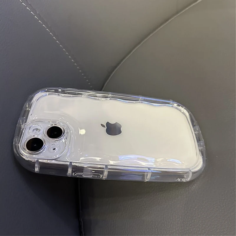 Korean Cute Candy Color Oval Phone Case For iPhone 14 Plus 13 12 11 15 17 16 Pro Max Glossy Air Cushion Shockproof Cover Bumper