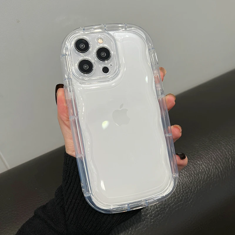 Korean Cute Candy Color Oval Phone Case For iPhone 14 Plus 13 12 11 15 17 16 Pro Max Glossy Air Cushion Shockproof Cover Bumper