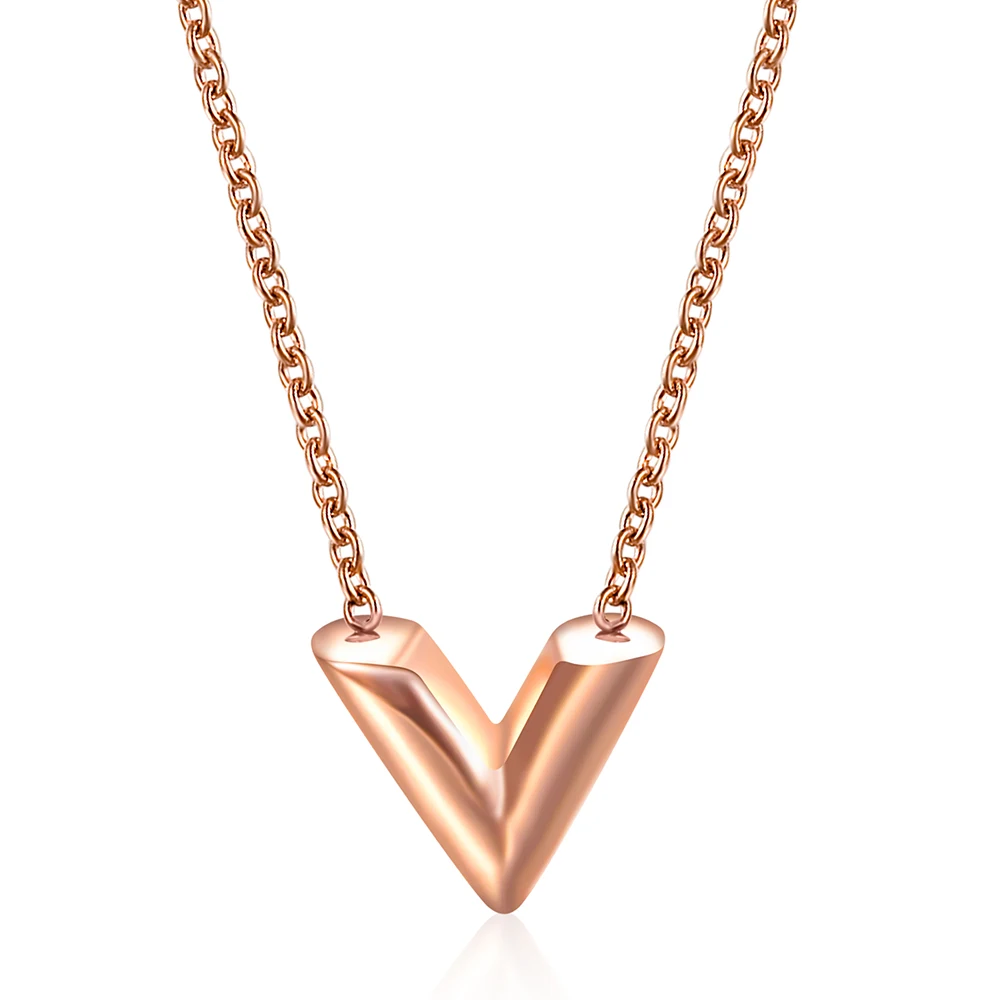 Fashion Brand V Letter Pendant Necklace For Woman Stainless Steel Women Necklace Luxury Jewelry Female Costume Accessories