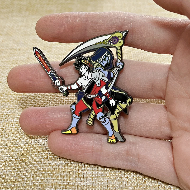 Zagreus and Thanatos enamel pin game Hades fanart metal badge Greek mythology Anime Thanzag brooches Collectibles gifts
