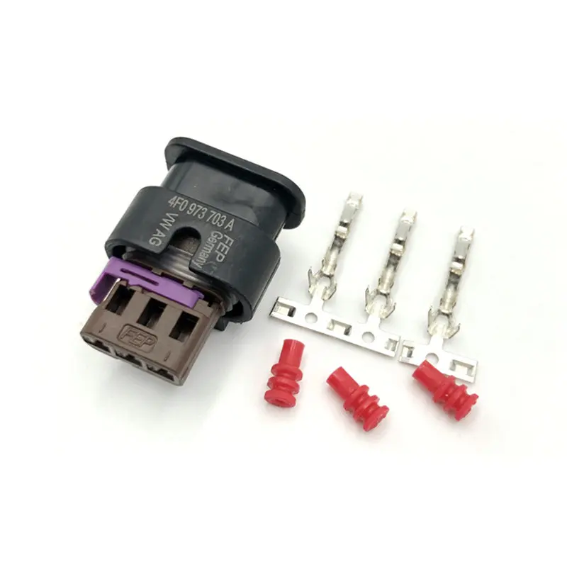 3Pin Auto 4F0 973 703 Parking Radar Eye Plug Gear Sensor Cylinder Waterproof Electric Connector Wire Harness Cable With 15CM Wir