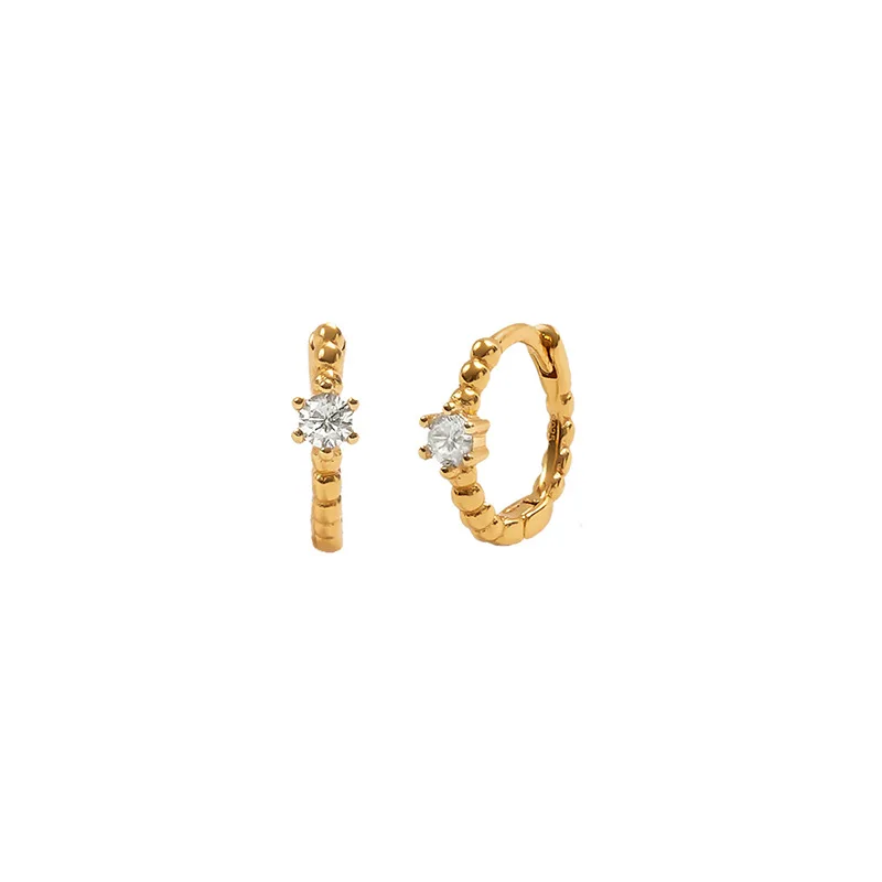 New Stainless Steel Gold Color Cubic Zirconia Minimal Hoop Earrings For Women Small Round Cartilage Earring Piercing Jewelry
