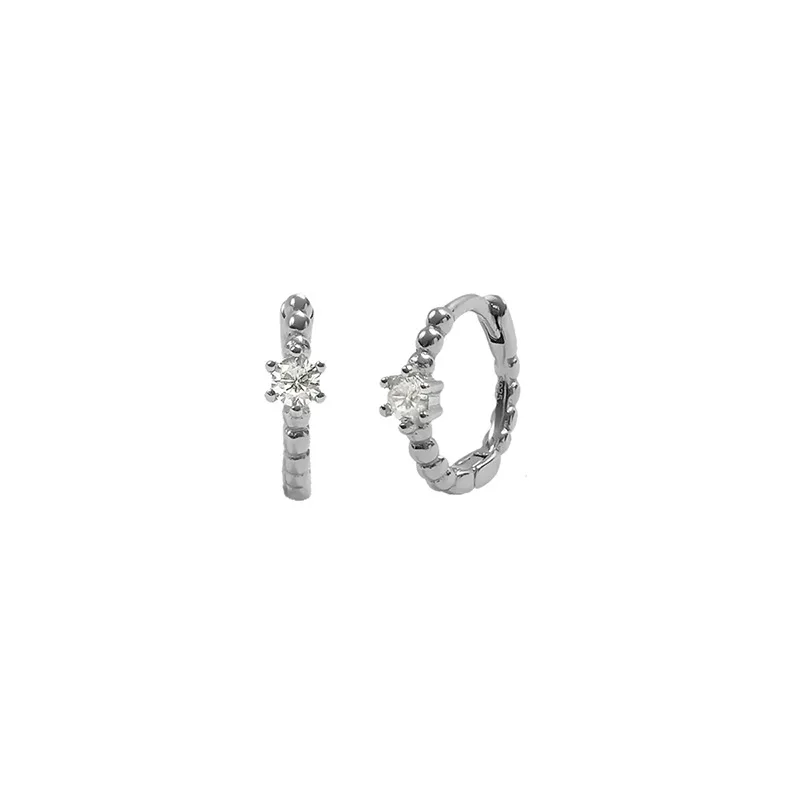 New Stainless Steel Gold Color Cubic Zirconia Minimal Hoop Earrings For Women Small Round Cartilage Earring Piercing Jewelry