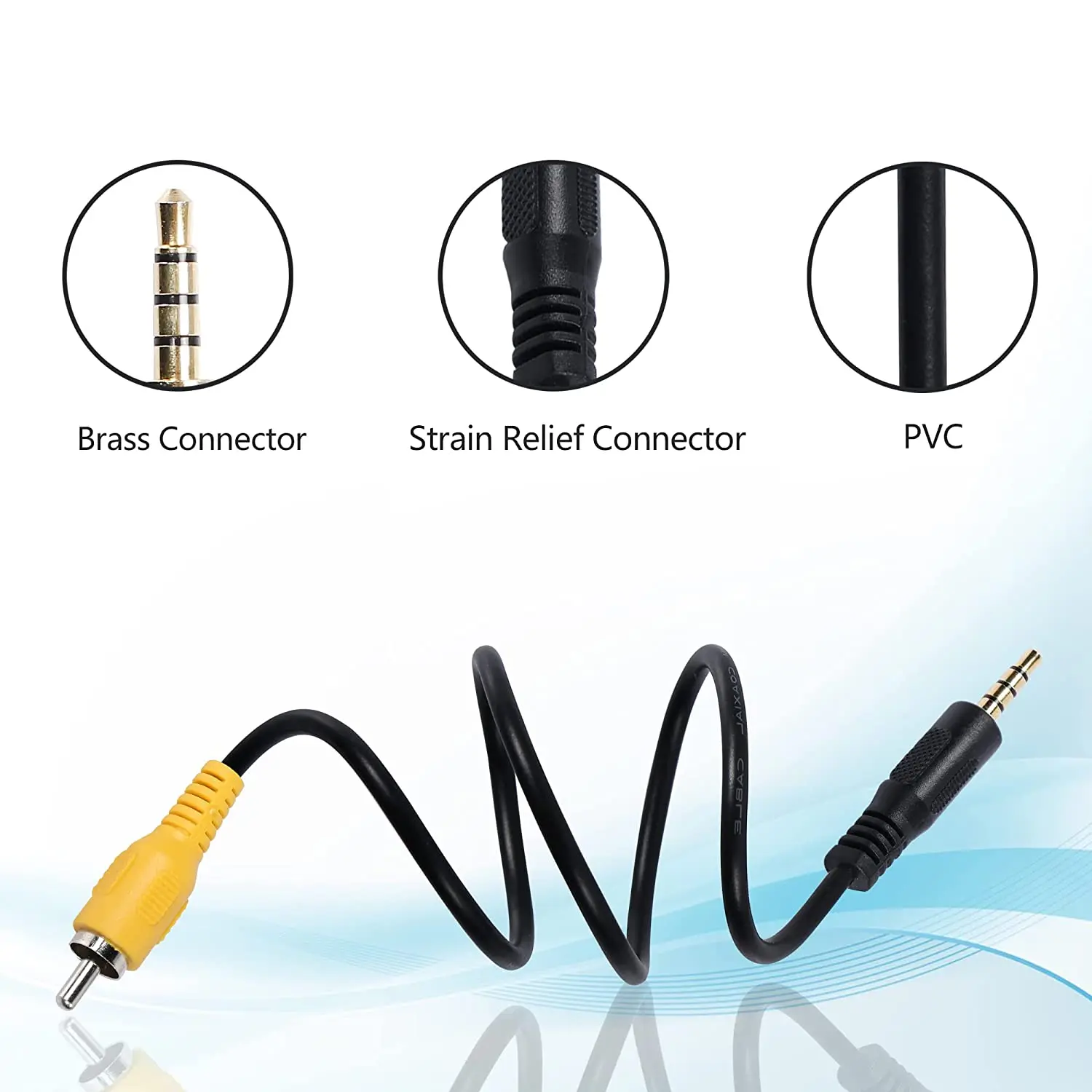 1pc 3.5mm TRRS 4 Pole Male to RCA Male Video AUX Adapter Cable for GPS Car DVR Carcorder Surveillance Camera Equipment(1.5M)