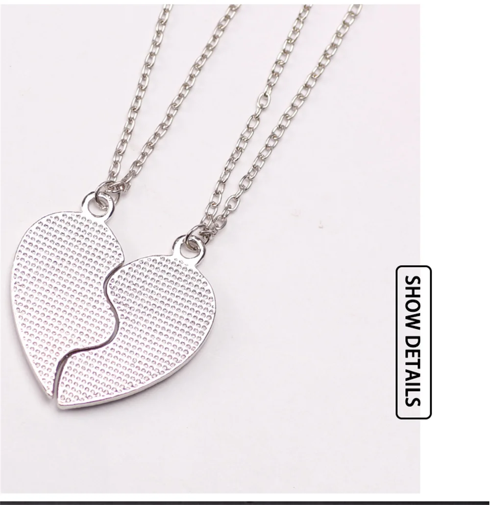 2 Piece Set Sisters Necklace For Women Heart Shape Letter Rhinestone Black Pink Pendant Lady Glamour Alloy Jewelry BFF Gifts