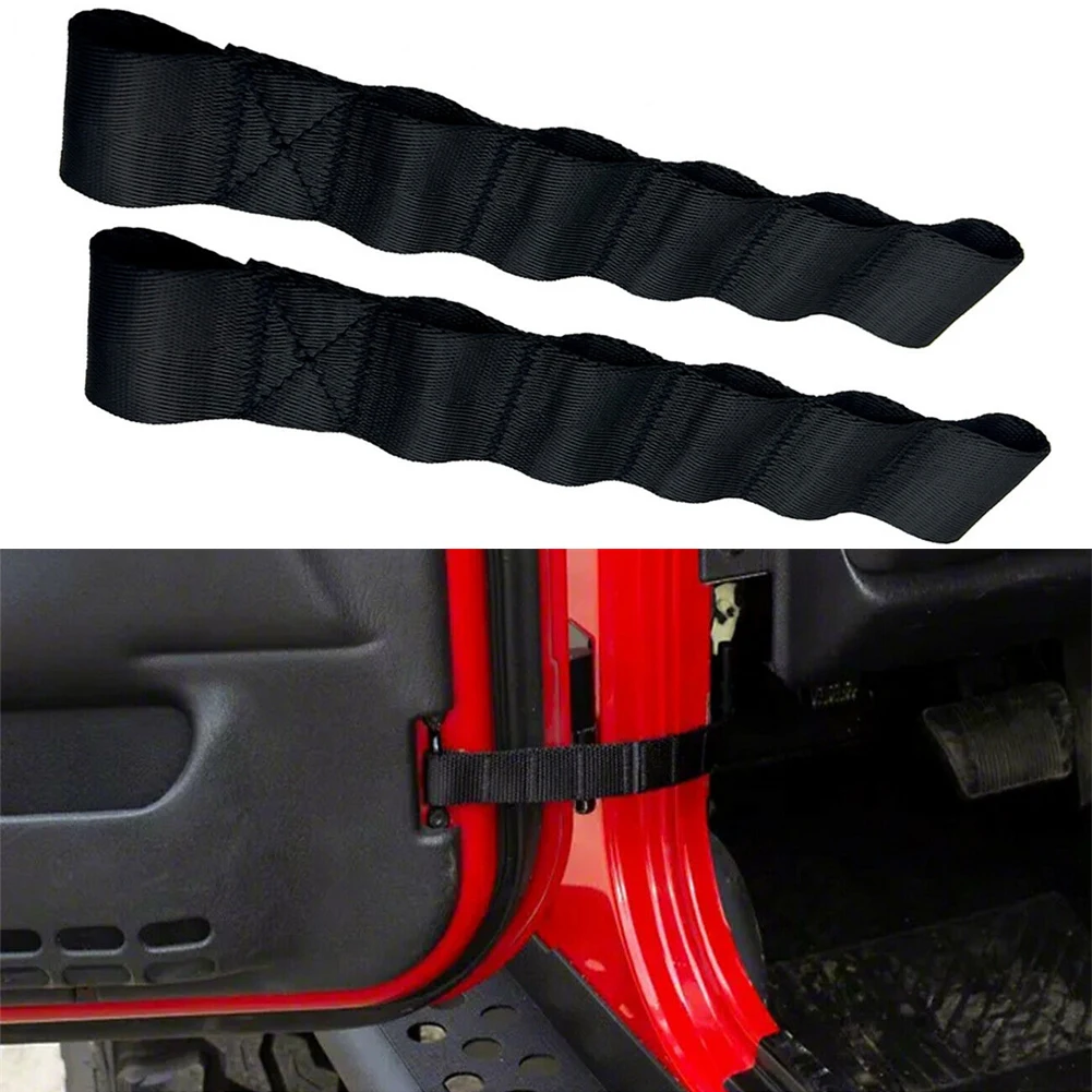 2pcs For Jeep Wrangler TJ JK JKU JL JLU 1995-2021 Car Door Limiting Check Strap Nylon Interior Door Adjustable Belt Accessories