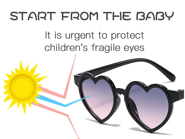 Baby Girls Cute Solid Color Heart Shape Outdoor Sun Protection Sunglasses Children Lovely Acrylic UV400 Sunglasses Kids Glasses