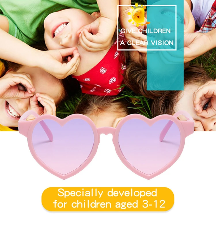Baby Girls Cute Solid Color Heart Shape Outdoor Sun Protection Sunglasses Children Lovely Acrylic UV400 Sunglasses Kids Glasses