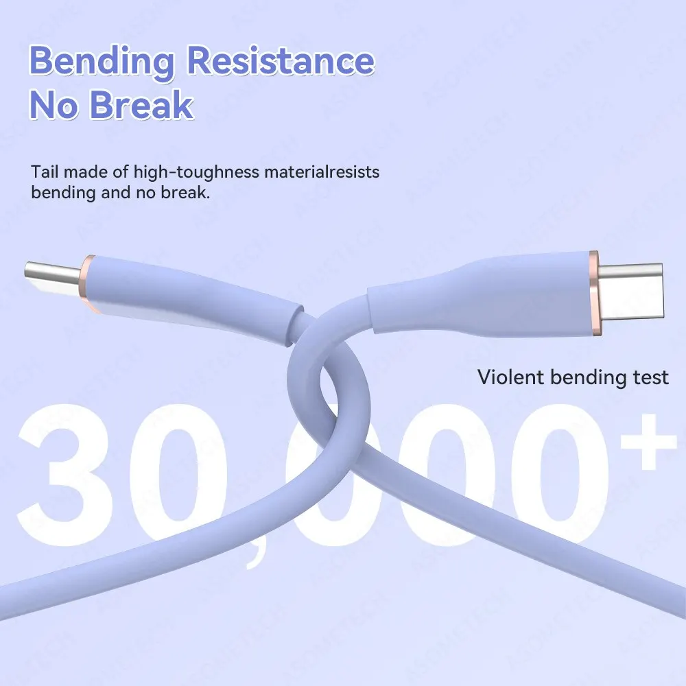 ASOMETECH 2M 60W Fast USB C Cable Type C Cable Fast Charging Data Cord Charger USB Cable C For Samsung S21 S20 A51 Xiaomi Mi 10