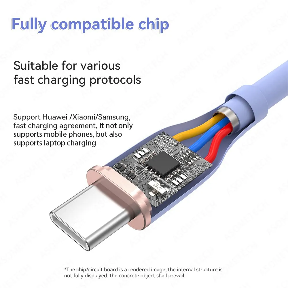 ASOMETECH 2M 60W Fast USB C Cable Type C Cable Fast Charging Data Cord Charger USB Cable C For Samsung S21 S20 A51 Xiaomi Mi 10