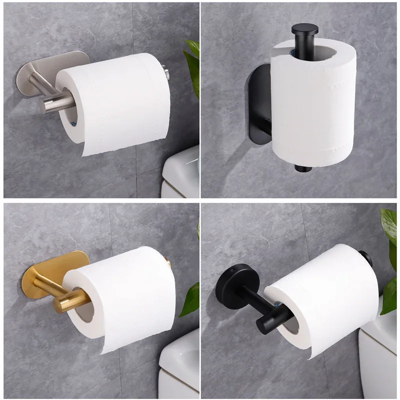 Adhesive Punch-free Toilet Roll Paper Towel Holder Organizer Wall Mount Storage Kitchen Bathroom No Drill Tissue Dispenser