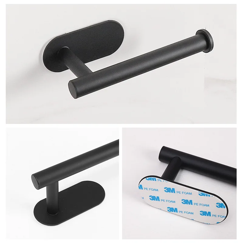 Adhesive Punch-free Toilet Roll Paper Towel Holder Organizer Wall Mount Storage Kitchen Bathroom No Drill Tissue Dispenser