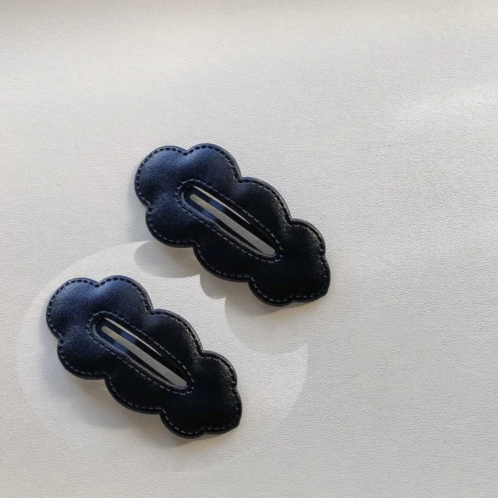2pc Wholesale Retro Cute PU Korean Hair Side Clips BB Hairpin for Women Girls Child Headband Hair Accessories Headwear Ornament