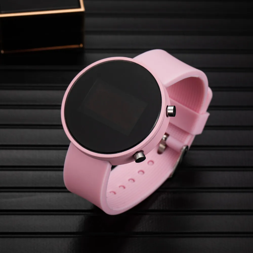 Women Digital Watch Silicone Girl Watch Personality Round Electronic Clock Waterproof Travel Outdoor Sports Digital Wristband