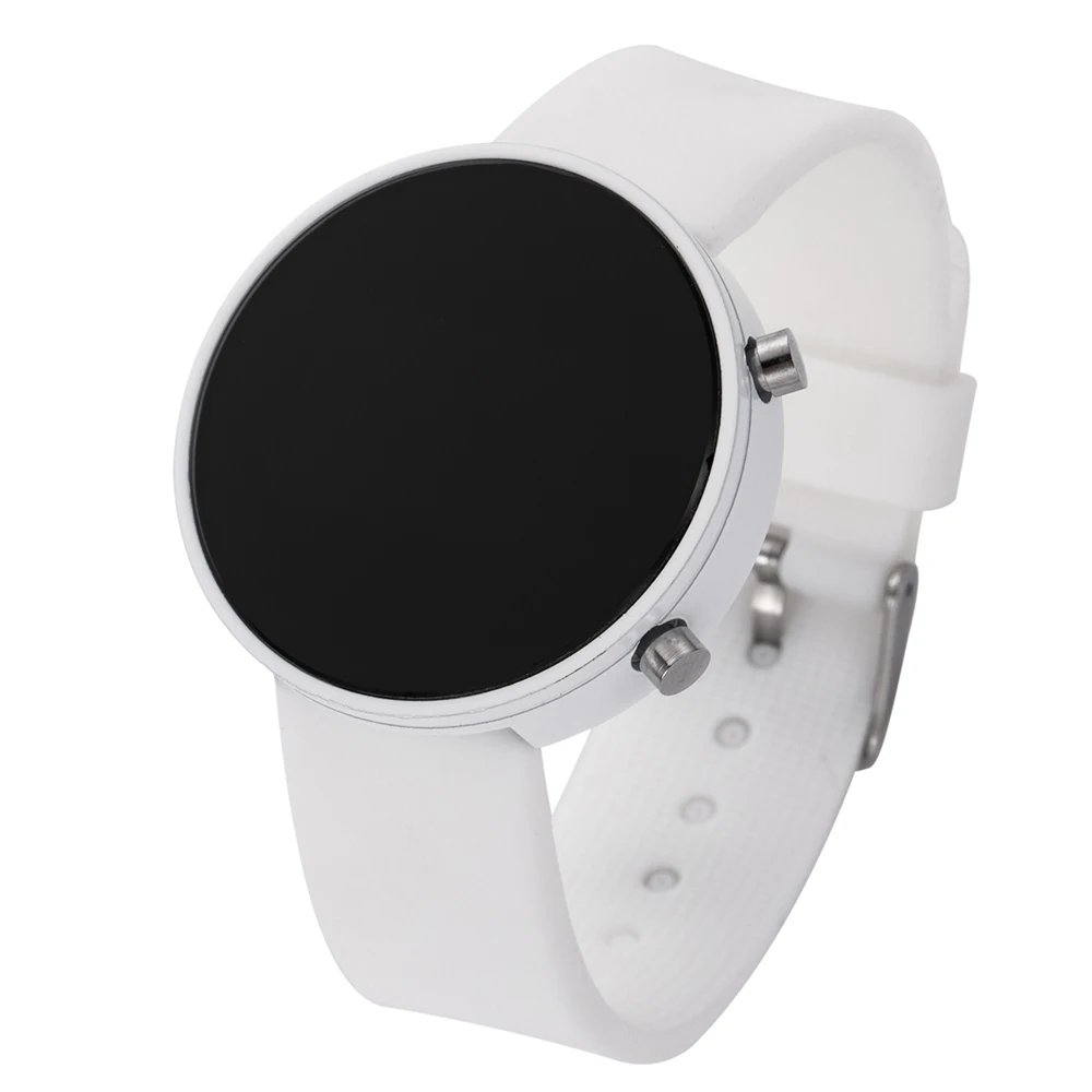 Women Digital Watch Silicone Girl Watch Personality Round Electronic Clock Waterproof Travel Outdoor Sports Digital Wristband