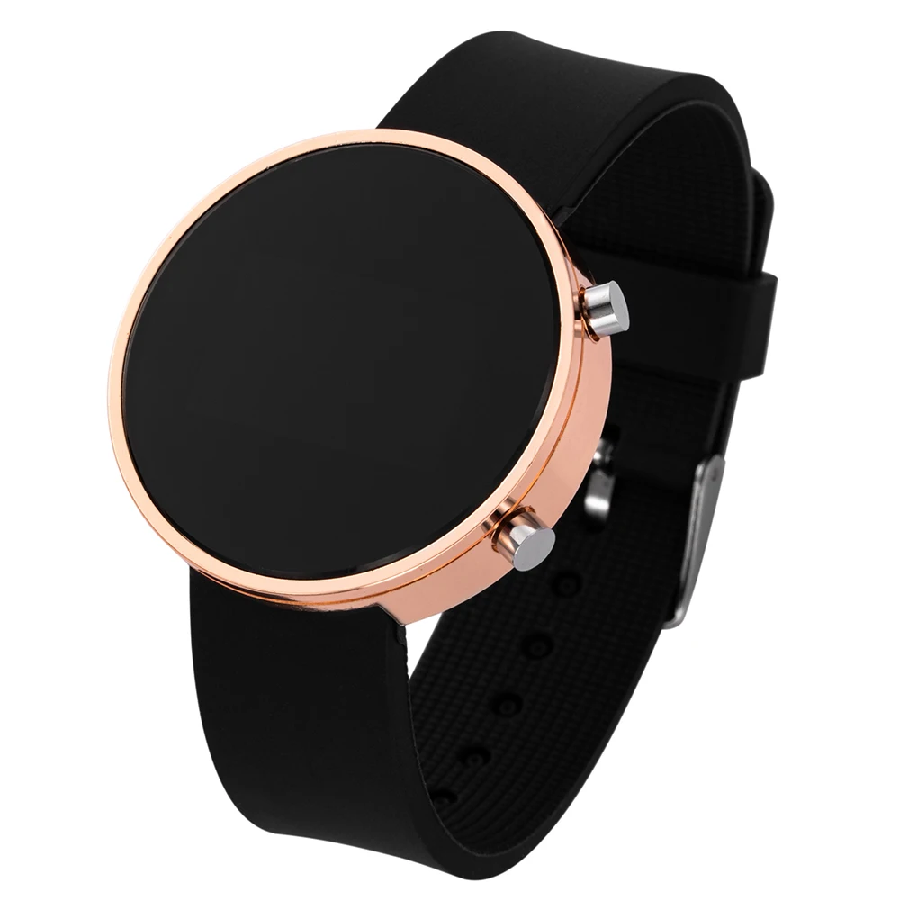 Women Digital Watch Silicone Girl Watch Personality Round Electronic Clock Waterproof Travel Outdoor Sports Digital Wristband