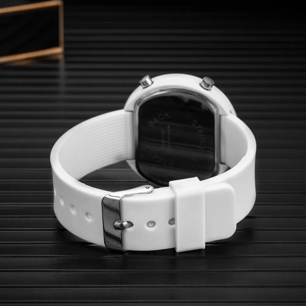 Women Digital Watch Silicone Girl Watch Personality Round Electronic Clock Waterproof Travel Outdoor Sports Digital Wristband