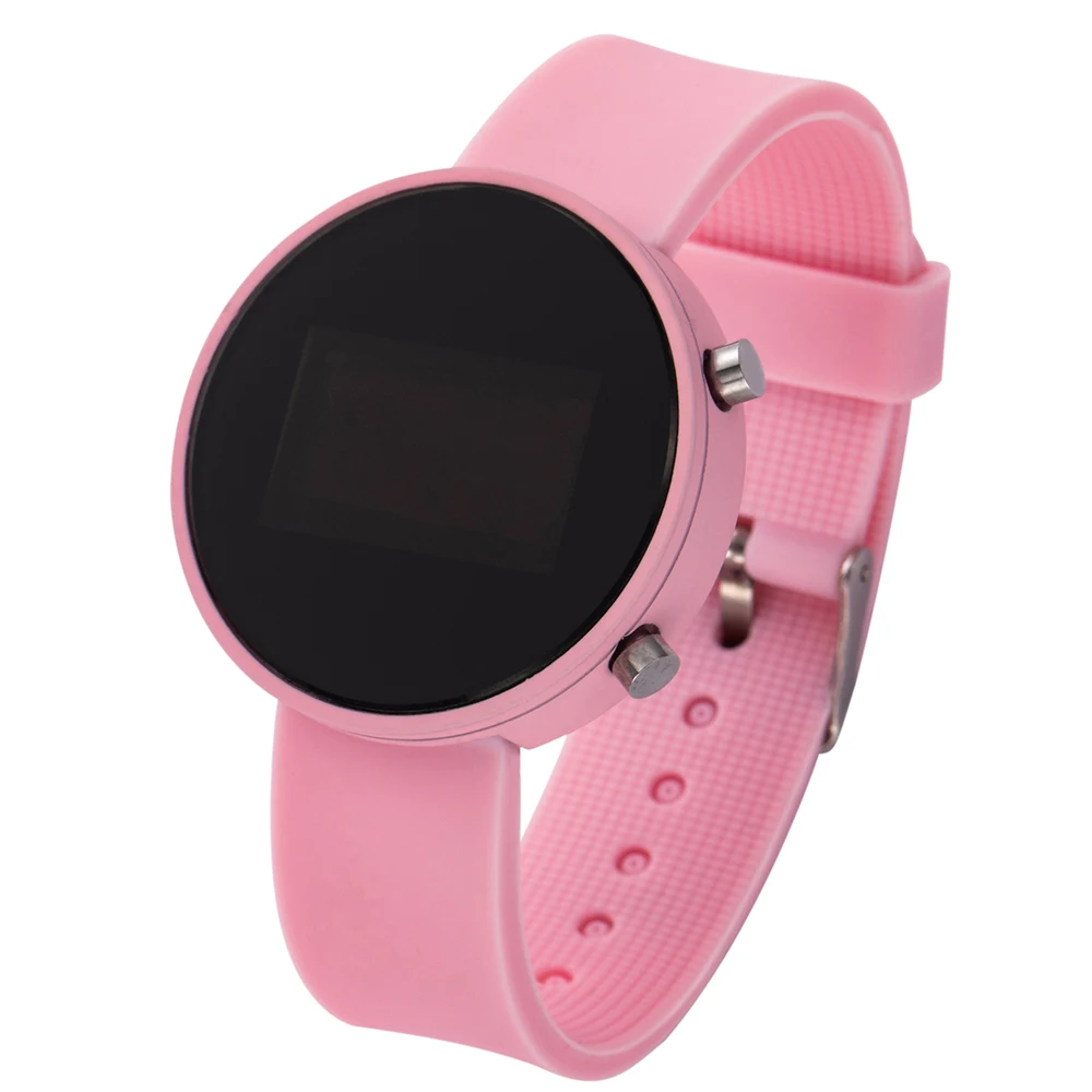 Women Digital Watch Silicone Girl Watch Personality Round Electronic Clock Waterproof Travel Outdoor Sports Digital Wristband