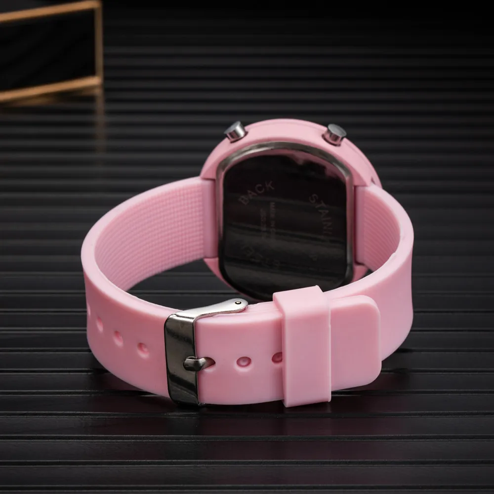 Women Digital Watch Silicone Girl Watch Personality Round Electronic Clock Waterproof Travel Outdoor Sports Digital Wristband