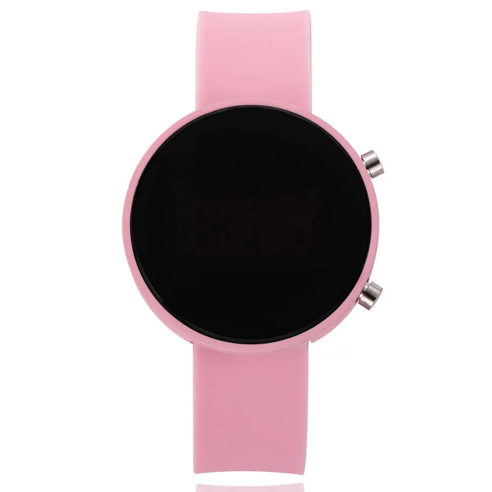Women Digital Watch Silicone Girl Watch Personality Round Electronic Clock Waterproof Travel Outdoor Sports Digital Wristband