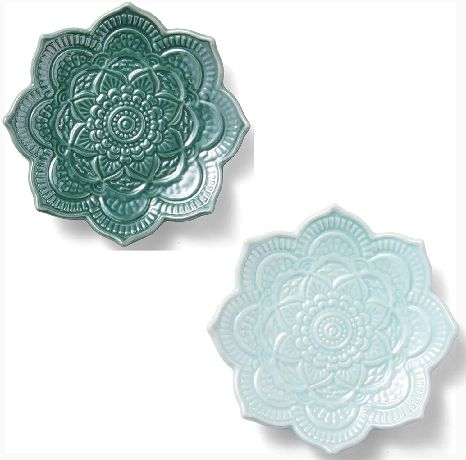 Nordic Ceramic Mandala Small Jewelry Dish Earrings Necklace Ring Storage Plates Fruit Dessert Display Bowl Decoration Tray