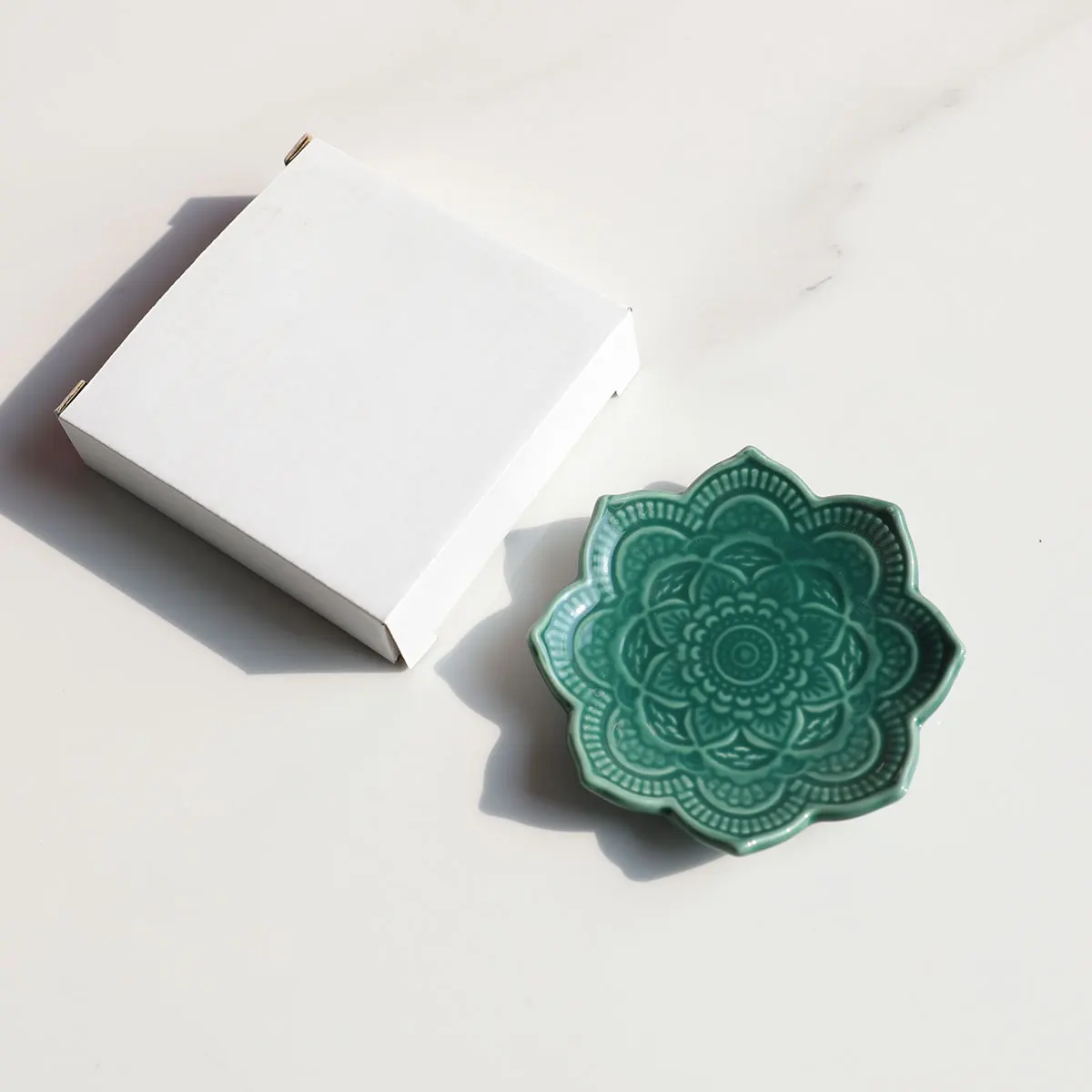 Nordic Ceramic Mandala Small Jewelry Dish Earrings Necklace Ring Storage Plates Fruit Dessert Display Bowl Decoration Tray