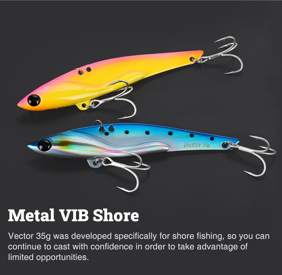 TSURINOYA 35g Teppan VIB Fishing Lure VECTOR DW38-C 105mm Vibration Shore Fishing Long Casting Metal Hard Bait Seabass Flounder