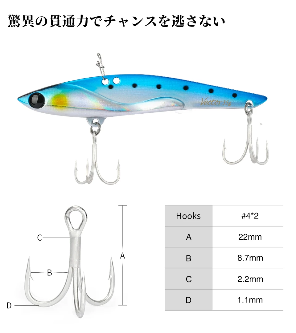 TSURINOYA 35g Teppan VIB Fishing Lure VECTOR DW38-C 105mm Vibration Shore Fishing Long Casting Metal Hard Bait Seabass Flounder