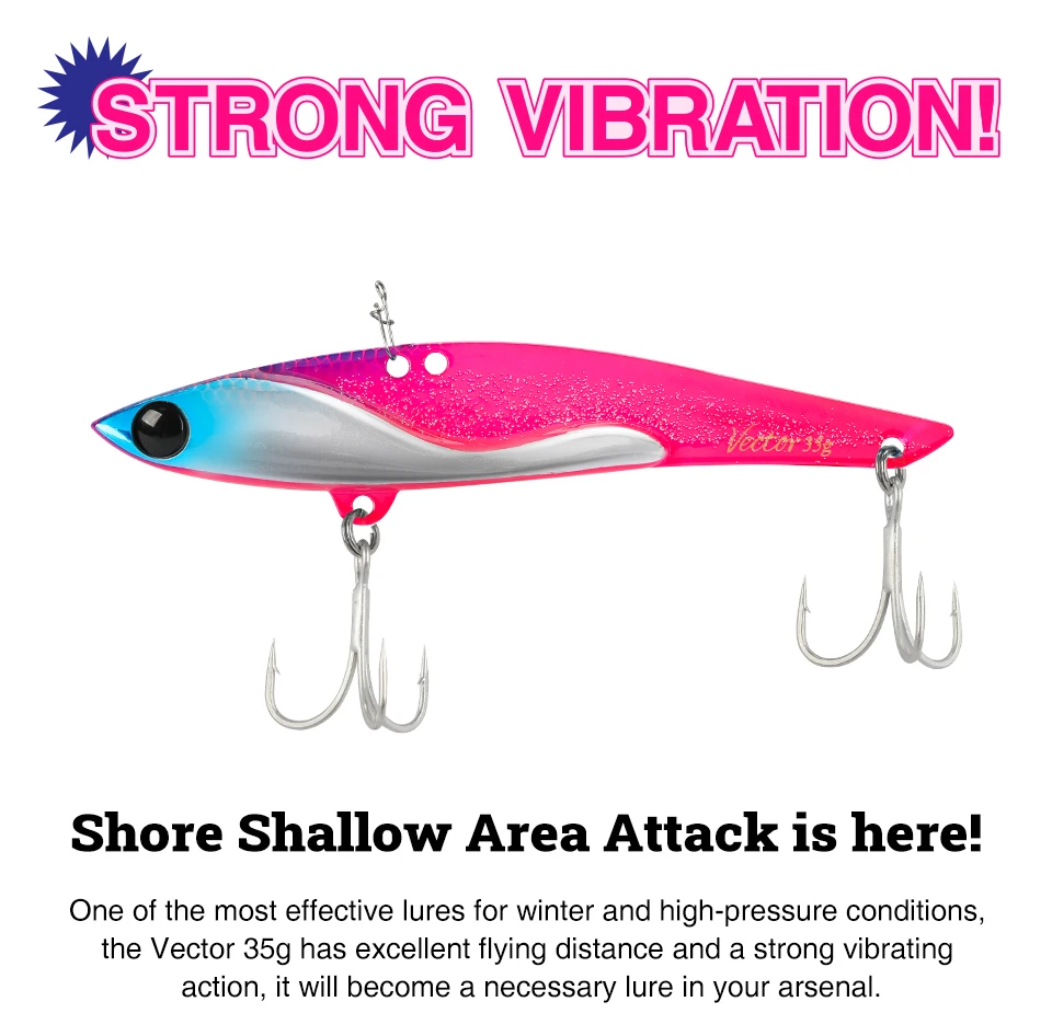 TSURINOYA 35g Teppan VIB Fishing Lure VECTOR DW38-C 105mm Vibration Shore Fishing Long Casting Metal Hard Bait Seabass Flounder