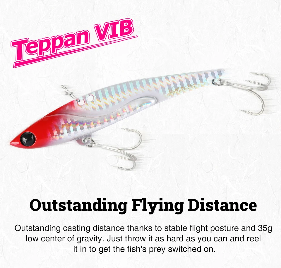 TSURINOYA 35g Teppan VIB Fishing Lure VECTOR DW38-C 105mm Vibration Shore Fishing Long Casting Metal Hard Bait Seabass Flounder
