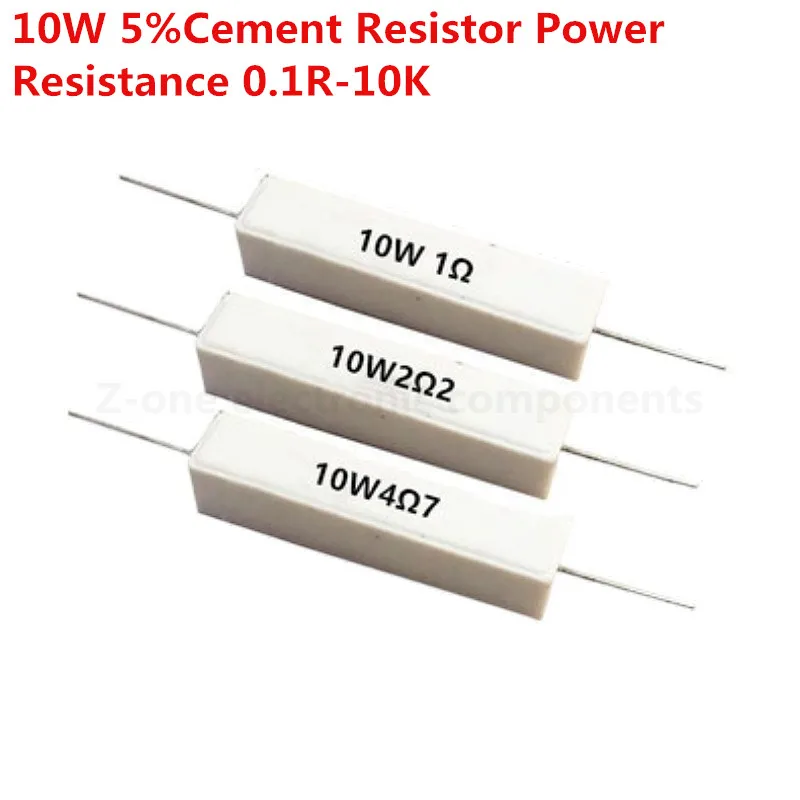 10/pcs 10W 5%Cement Resistor Power Resistance 0.1 ~ 10K 0.1R 0.5R 10R 50R 0.22 0.33 0.5 1 2 5 8 10 15 20 25 30 100 1K 2K 3K ohm