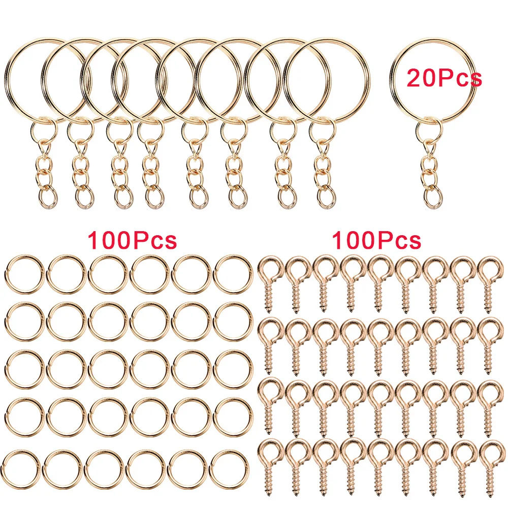 110/220pcs/Set Keychain Open Jump Rings Eye Pins Jewelry Making Accessories Kits for DIY Epoxy Resin Key Chain Key Ring Pendants