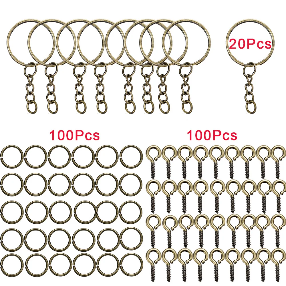 110/220pcs/Set Keychain Open Jump Rings Eye Pins Jewelry Making Accessories Kits for DIY Epoxy Resin Key Chain Key Ring Pendants
