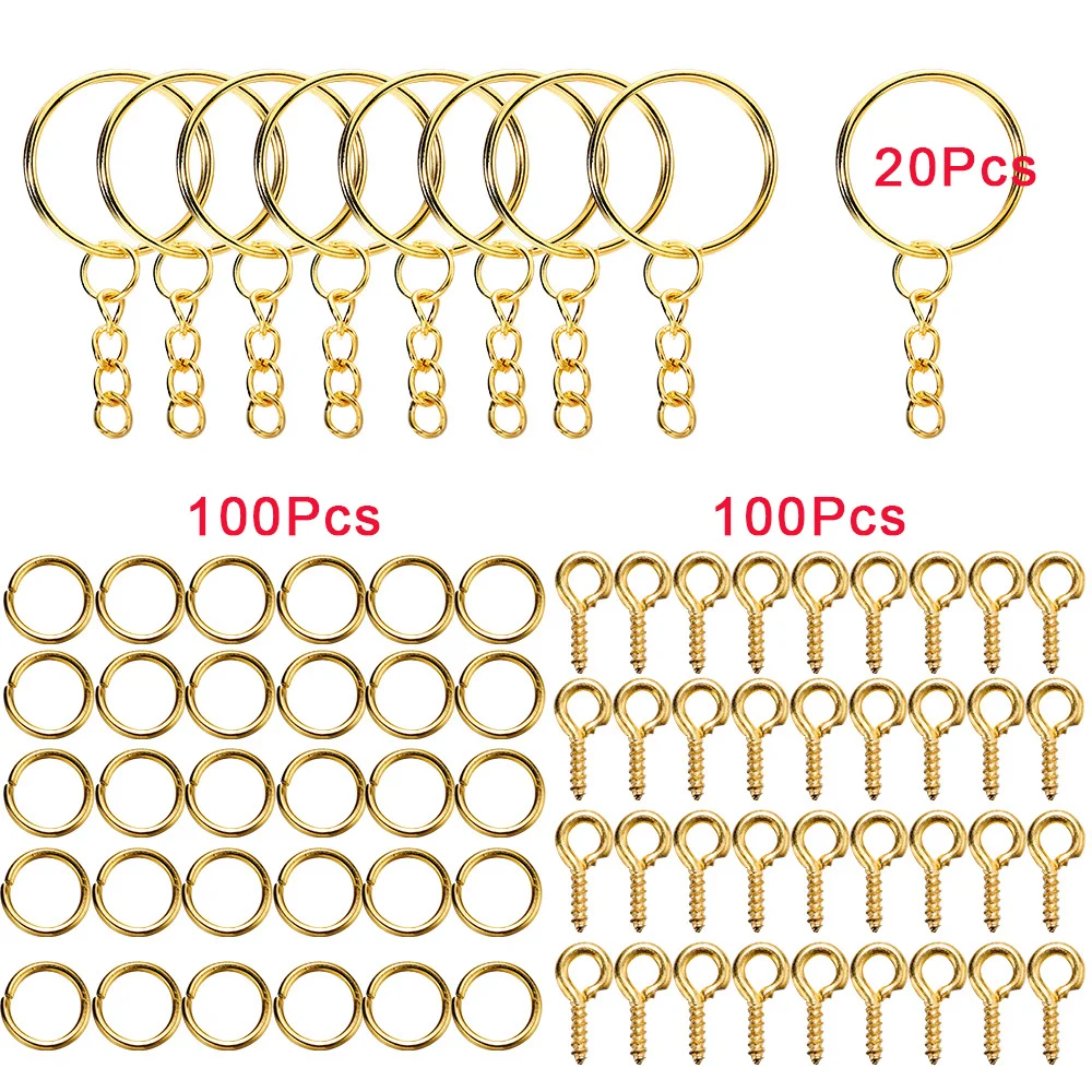 110/220pcs/Set Keychain Open Jump Rings Eye Pins Jewelry Making Accessories Kits for DIY Epoxy Resin Key Chain Key Ring Pendants