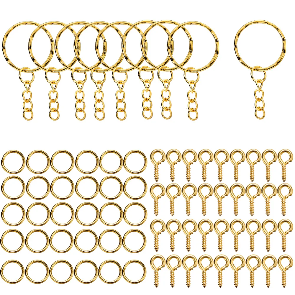 110/220pcs/Set Keychain Open Jump Rings Eye Pins Jewelry Making Accessories Kits for DIY Epoxy Resin Key Chain Key Ring Pendants