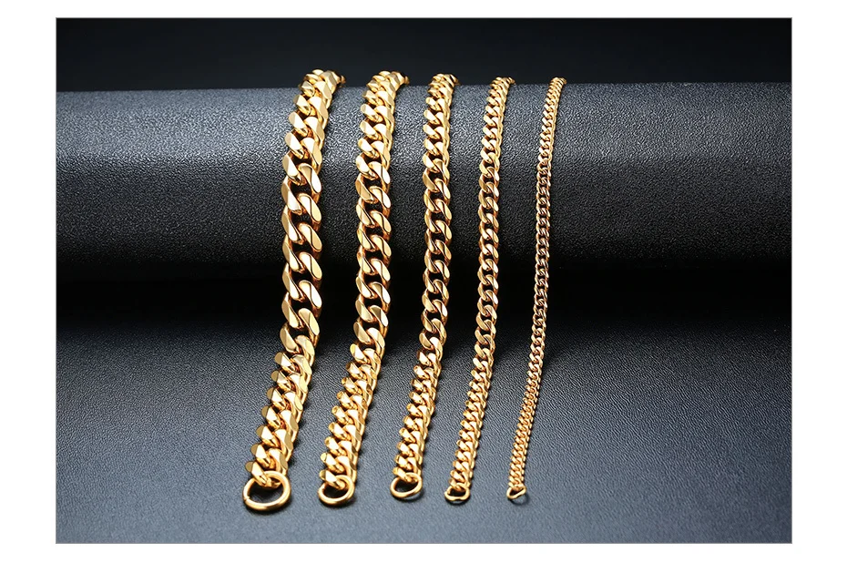 Vnox Mens Simple 3-11mm Stainless Steel Curb Cuban Link Chain Bracelets for Women Unisex Wrist Jewelry Gifts