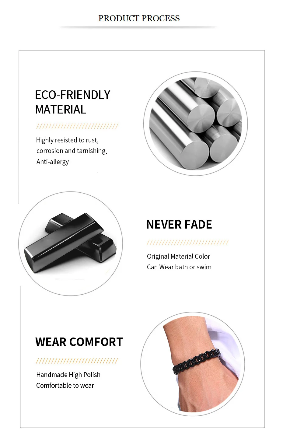 Vnox Mens Simple 3-11mm Stainless Steel Curb Cuban Link Chain Bracelets for Women Unisex Wrist Jewelry Gifts