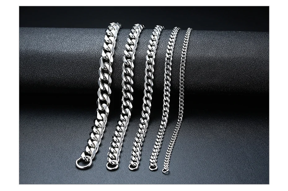 Vnox Mens Simple 3-11mm Stainless Steel Curb Cuban Link Chain Bracelets for Women Unisex Wrist Jewelry Gifts