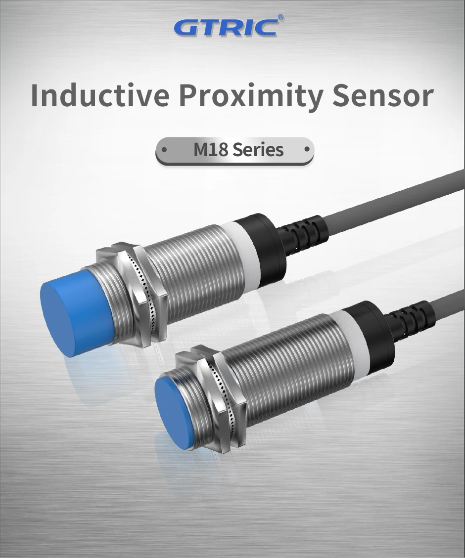 GTRIC M18 Series Industrial Proximity Switch Sensor Non-contact Distance 5mm 8mm NPN PNP 12-24V Non-Flush Flush