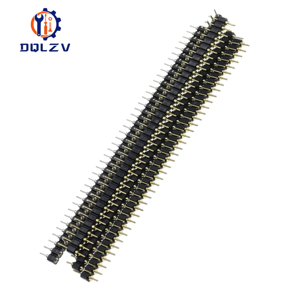5PCS 1*40Pin 2.54MM Pitch Single Row Female/Male SMD Straight Needle Round Hole Pin Header Copper Foot Gold-Plated