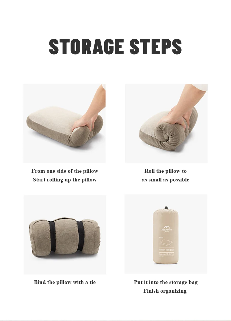 Naturehike New Memory Foam Comfort Square Pillow Portable Outdoor Camping Travel Pillow Camping Nap Pillow Easy Storage Pillow